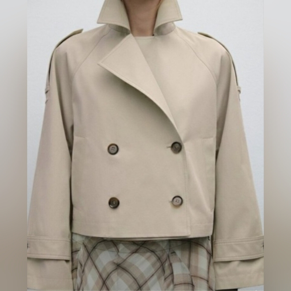 Women's Beige Double-Breasted Jacket - Picture 6 of 6
